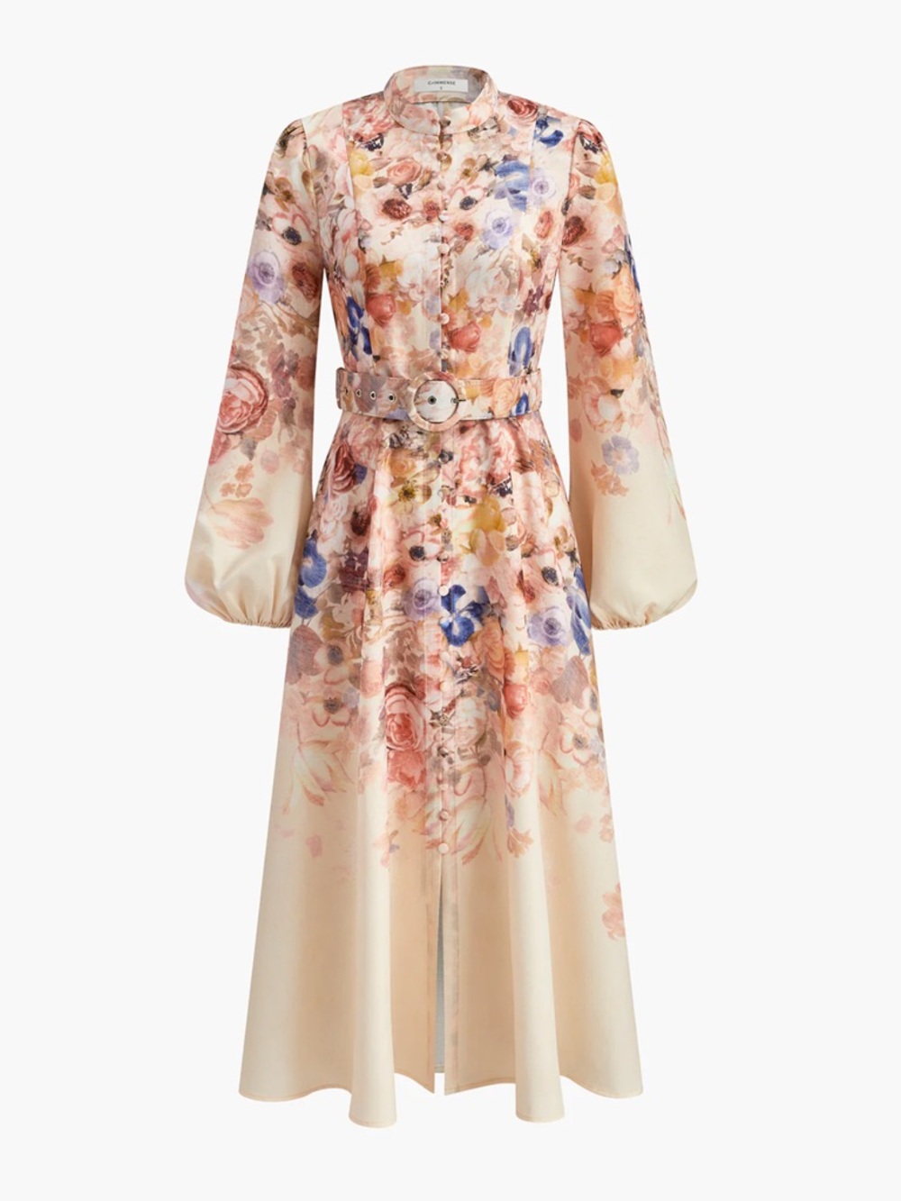 Commense Belted Balloon Sleeve Floral Dress Size XS NWT